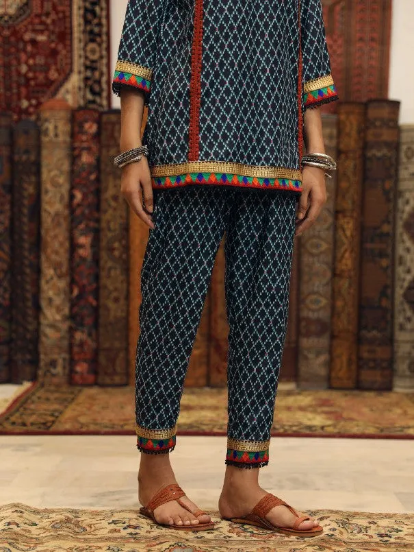 Abra Blue Cotton Muslin Printed Co-Ord Set (Set of 2)