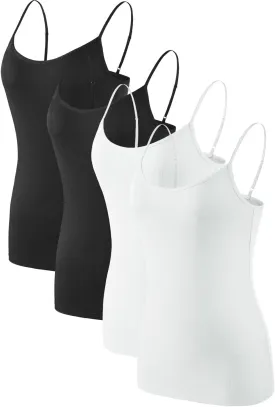 Air Curvey Women Camisole Tank Top Adjustable Straps Soft Basic Undershirts 2/4 Pack Layering Tops