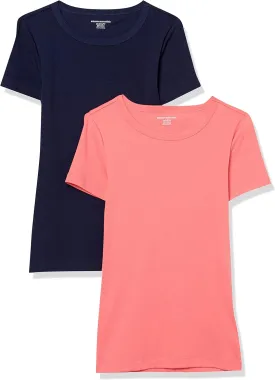 Amazon Essentials Women's Slim-Fit Short-Sleeve Crewneck T-Shirt, Pack of 2