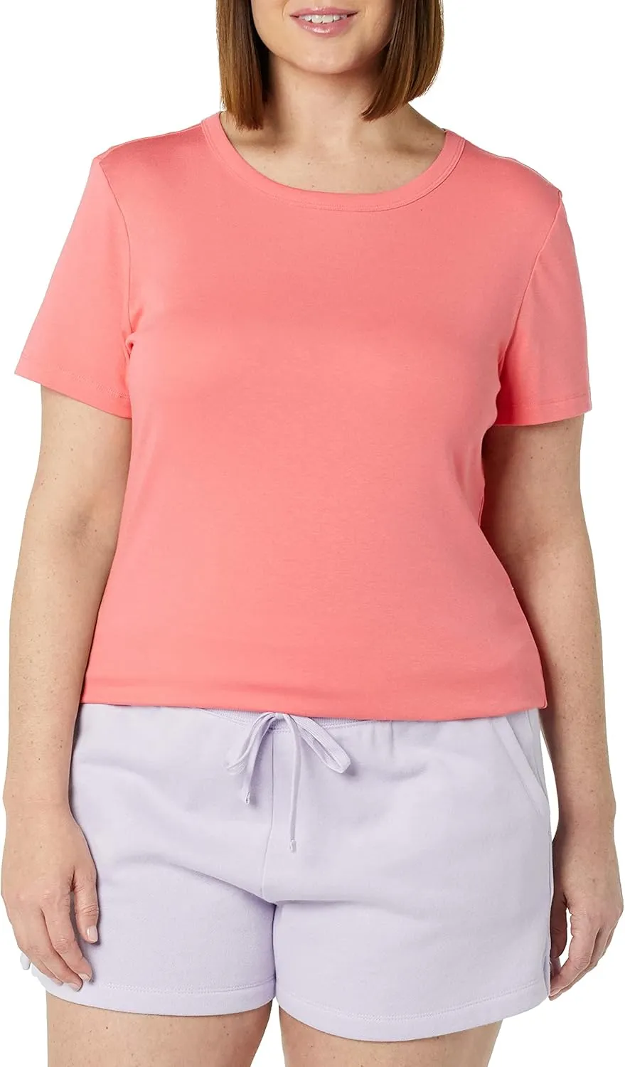 Amazon Essentials Women's Slim-Fit Short-Sleeve Crewneck T-Shirt, Pack of 2