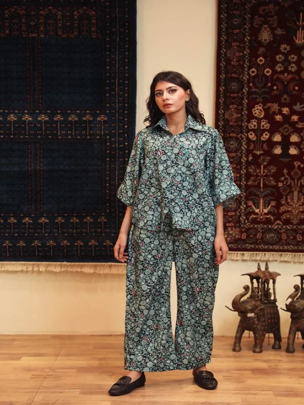 Anam Blue Cotton Muslin Co-Ord Set (Set of 2)