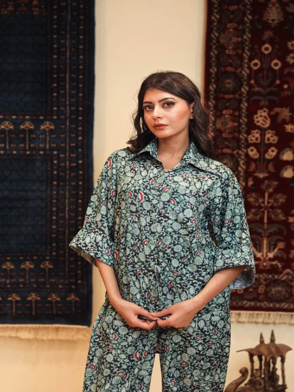 Anam Blue Cotton Muslin Co-Ord Set (Set of 2)