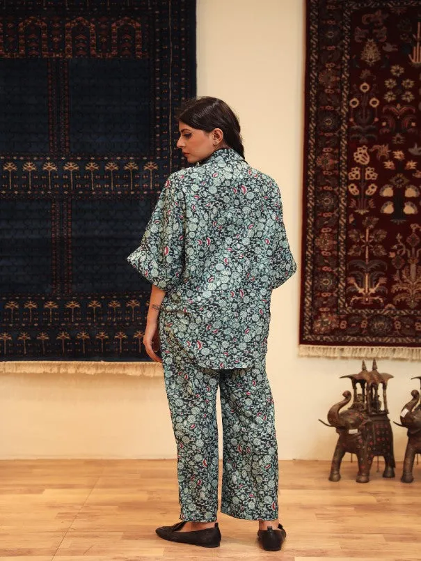 Anam Blue Cotton Muslin Co-Ord Set (Set of 2)