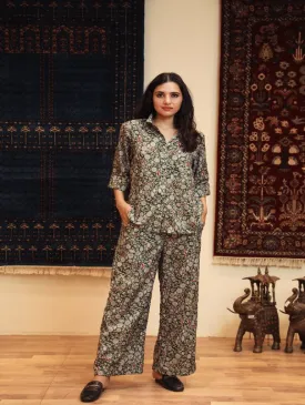 Anam Green Cotton Muslin Co-Ord Set (Set of 2)