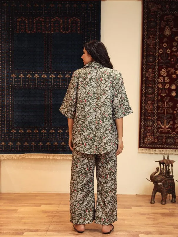 Anam Green Cotton Muslin Co-Ord Set (Set of 2)