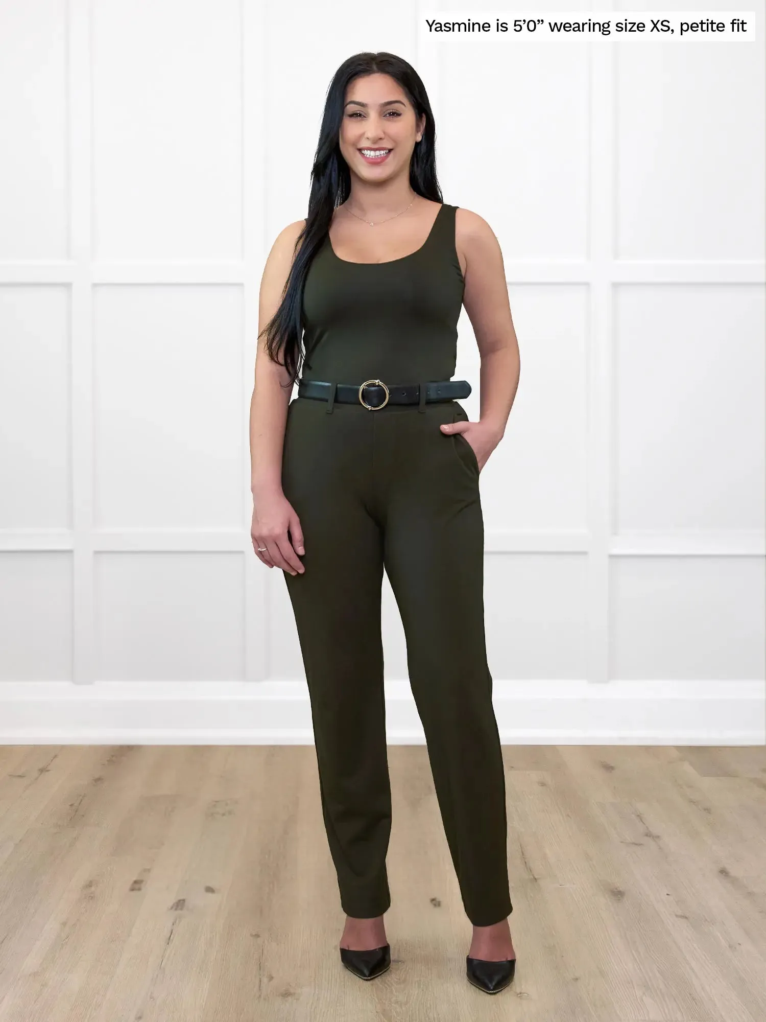 Asia mid-rise slim pant