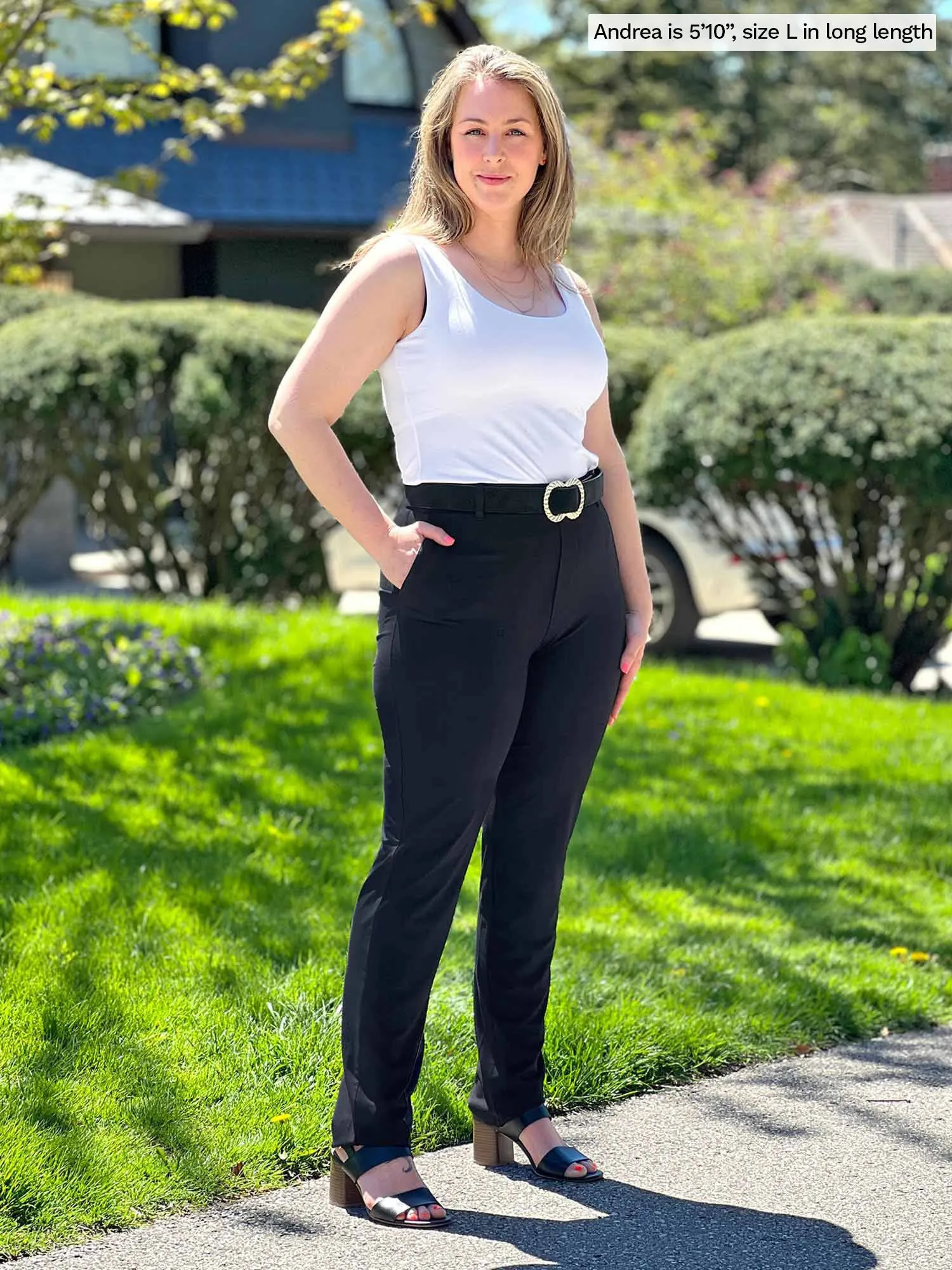 Asia mid-rise slim pant