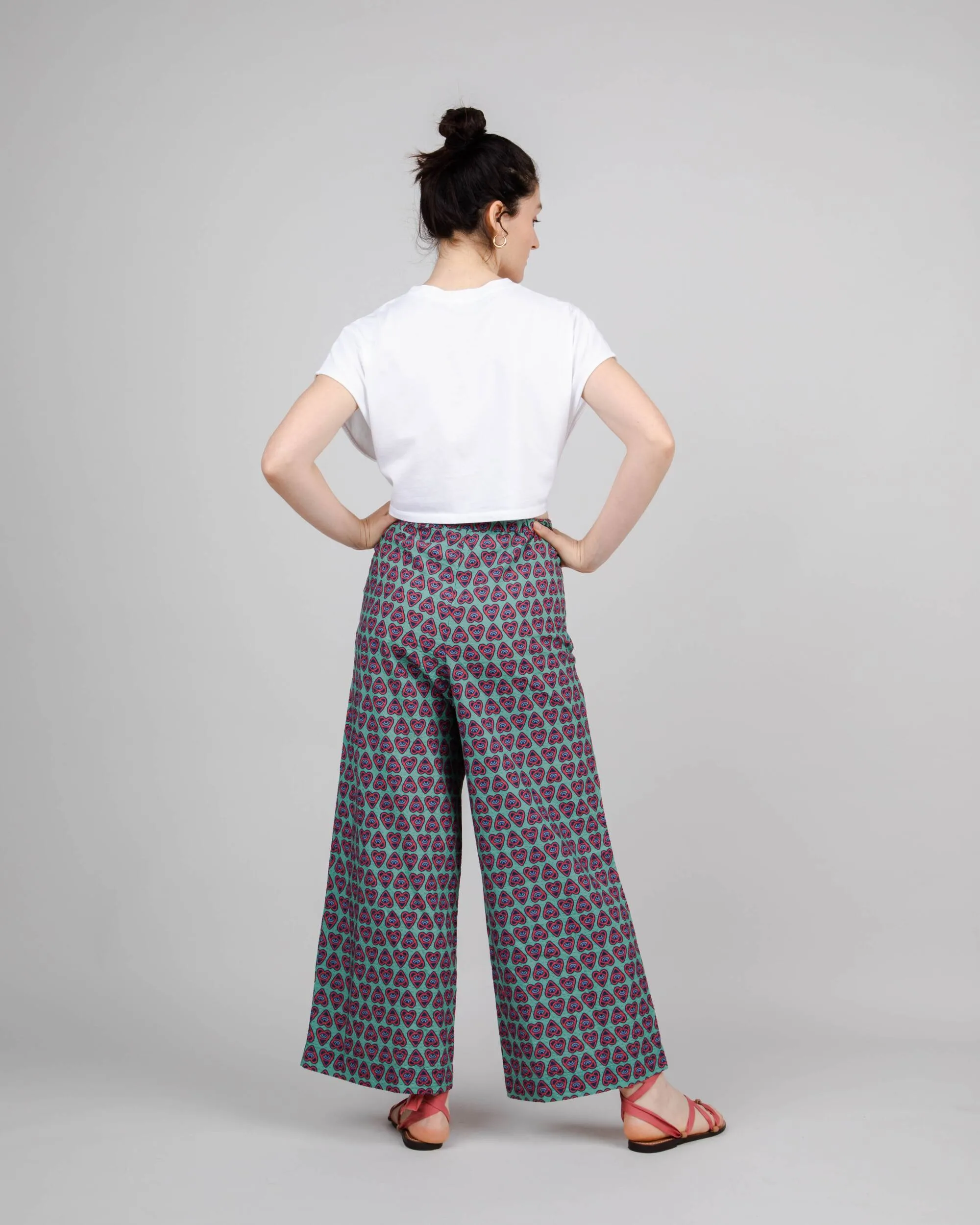 Asis Percales Heart Wide Leg Pant Light Morera