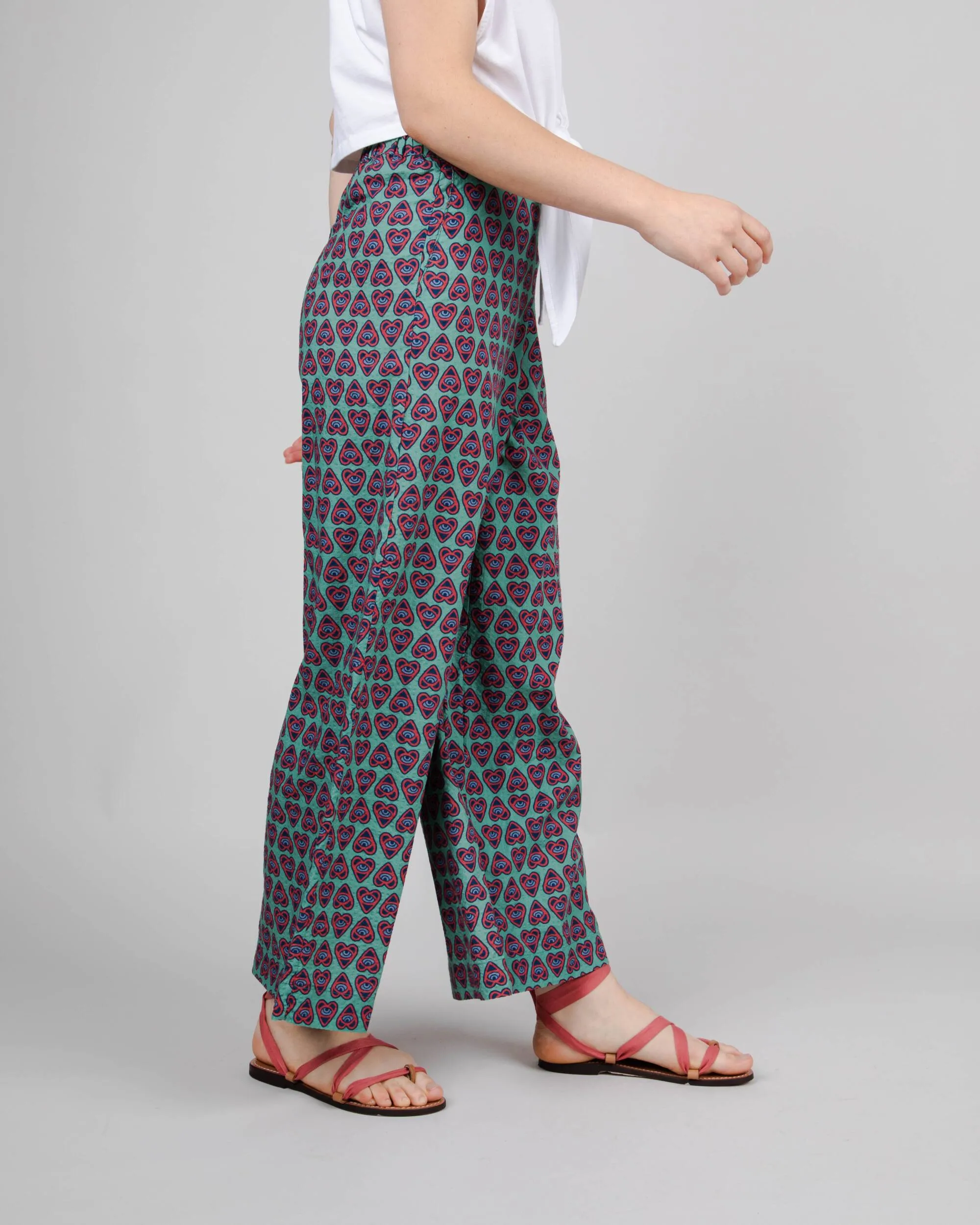Asis Percales Heart Wide Leg Pant Light Morera