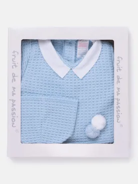 Baby Boy 3-Piece Waffle Knit Gift Box Set- Baby Blue