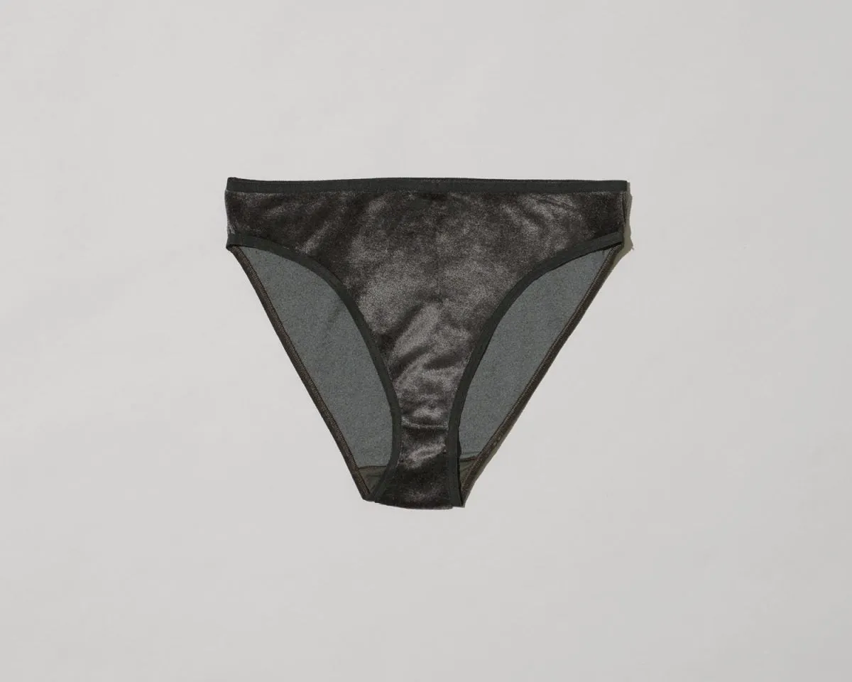 Bell Pants – Shiny Velours (Charcoal)