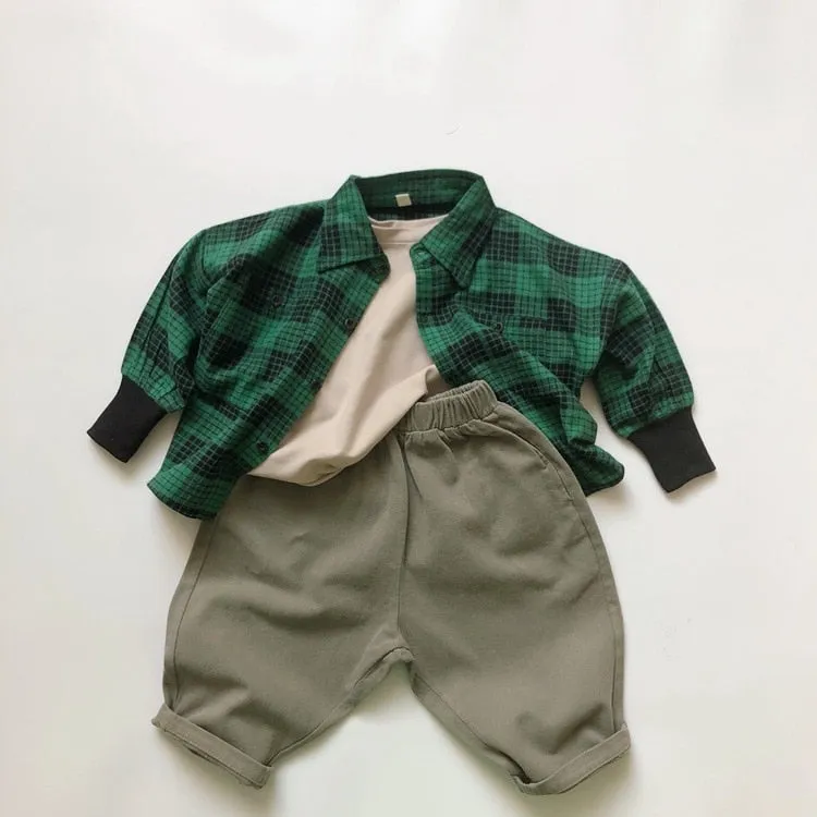 Boys Mid-Waist Cotton Cross-Pants