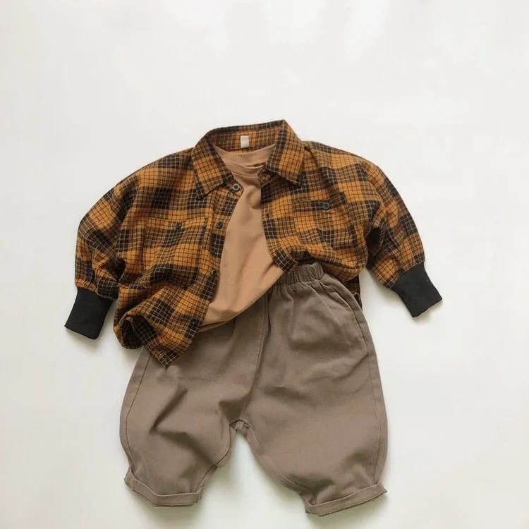 Boys Mid-Waist Cotton Cross-Pants
