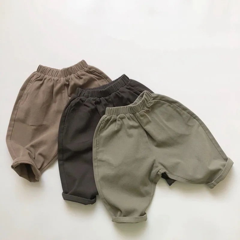 Boys Mid-Waist Cotton Cross-Pants