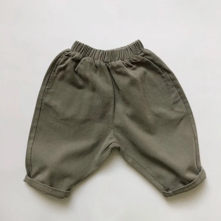 Boys Mid-Waist Cotton Cross-Pants