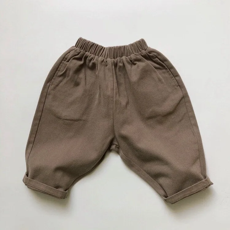 Boys Mid-Waist Cotton Cross-Pants