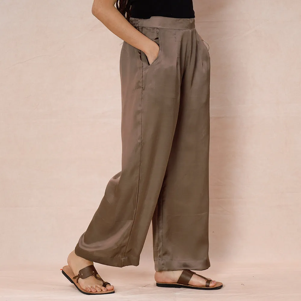 Brown - Pure Modal Silk Plain Palazzo