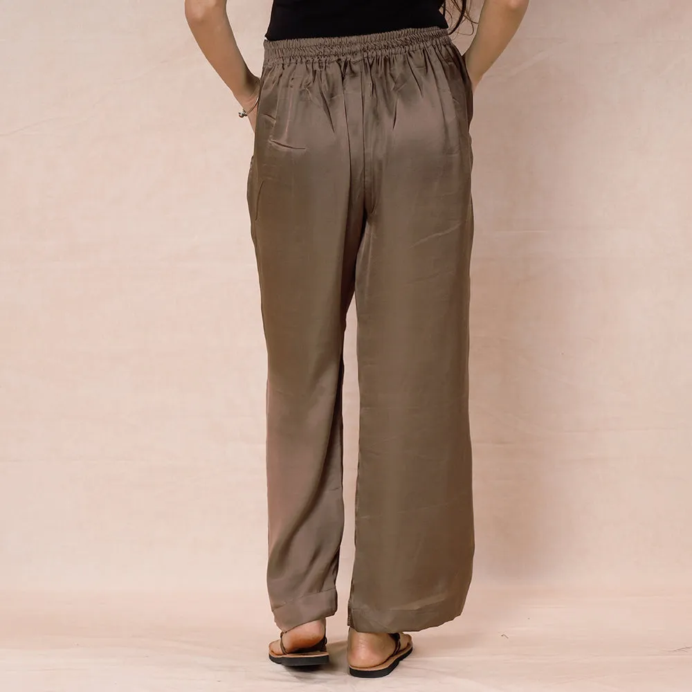 Brown - Pure Modal Silk Plain Palazzo
