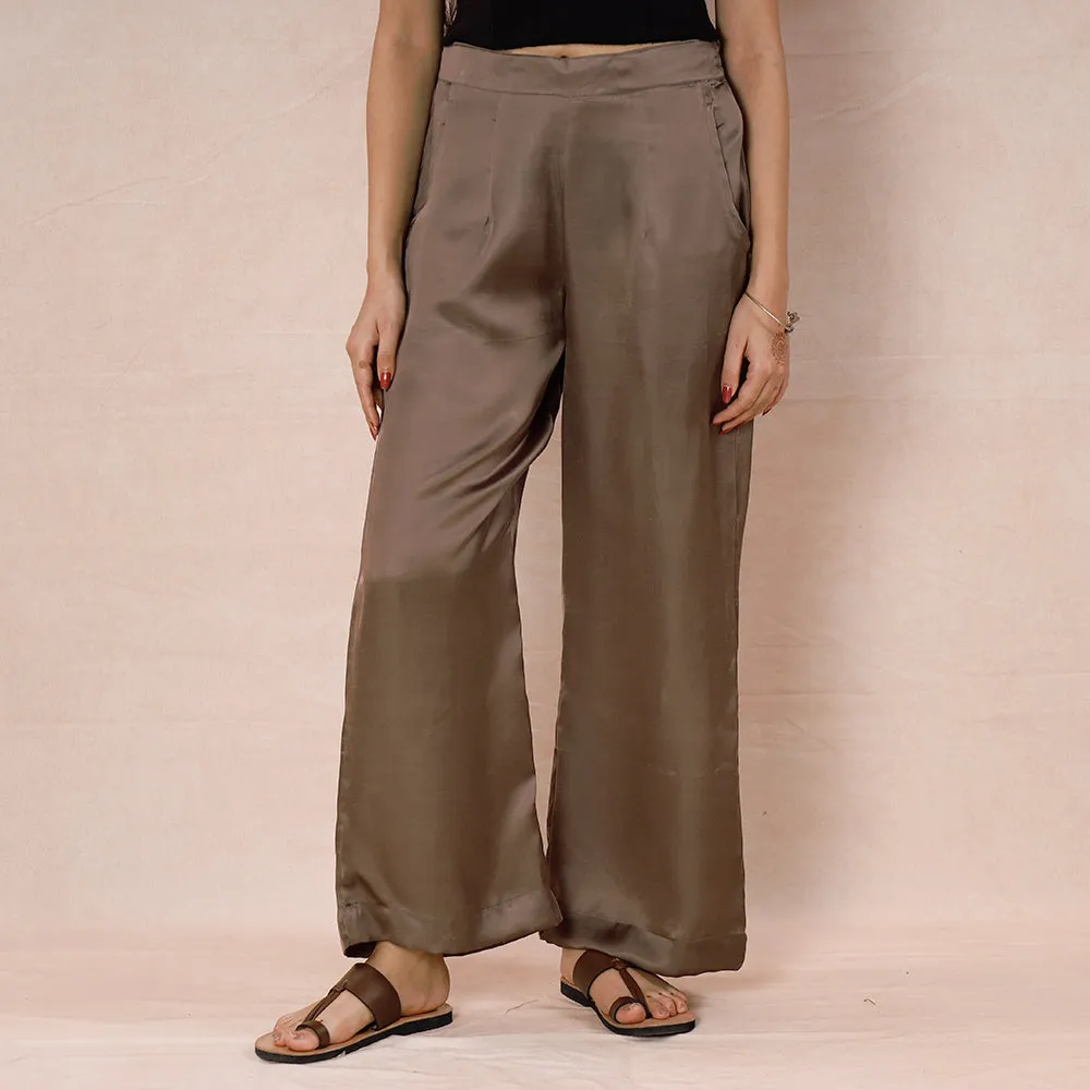 Brown - Pure Modal Silk Plain Palazzo