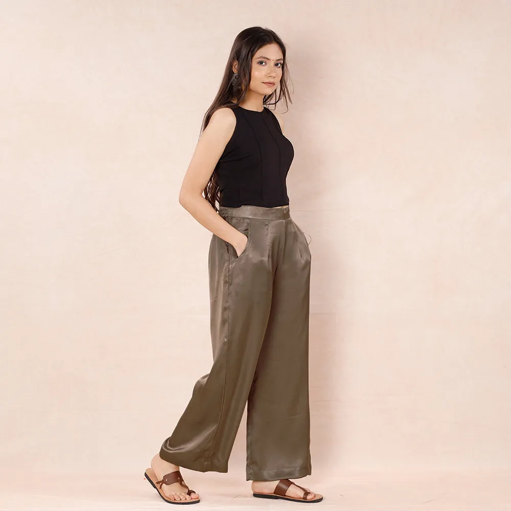 Brown - Pure Modal Silk Plain Palazzo