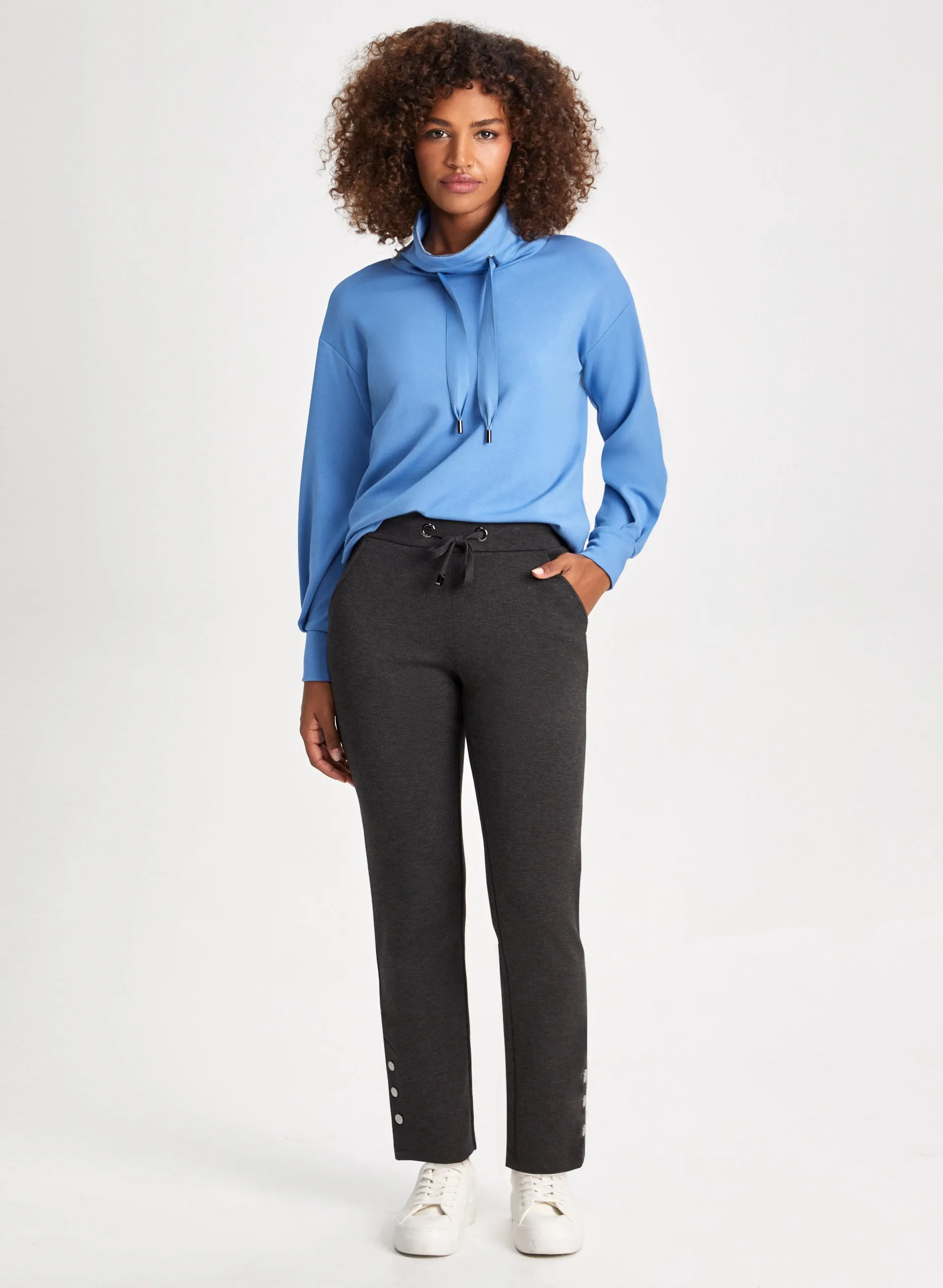 Button Detail Pull-On Pants