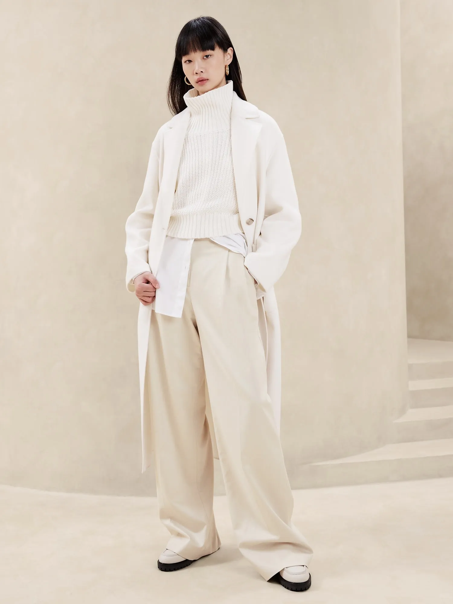 Carmel Pleated Wide-Leg Pant