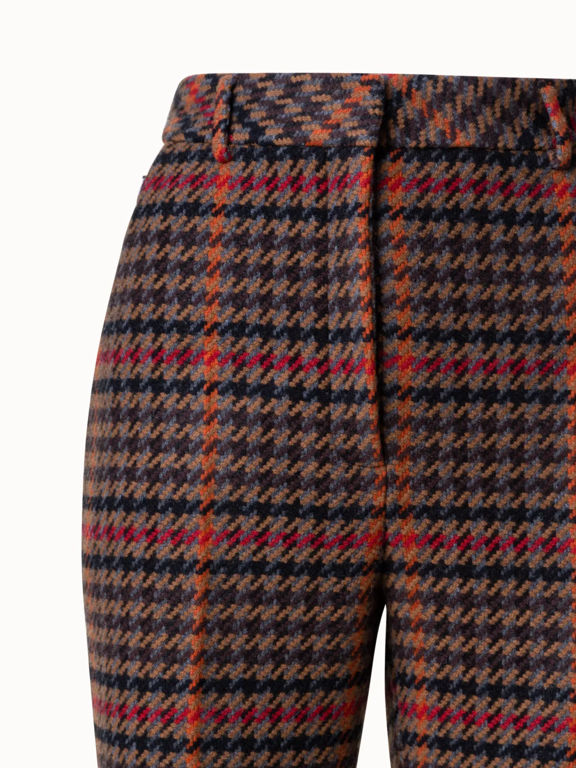 Checked Wool Bootcut Pants