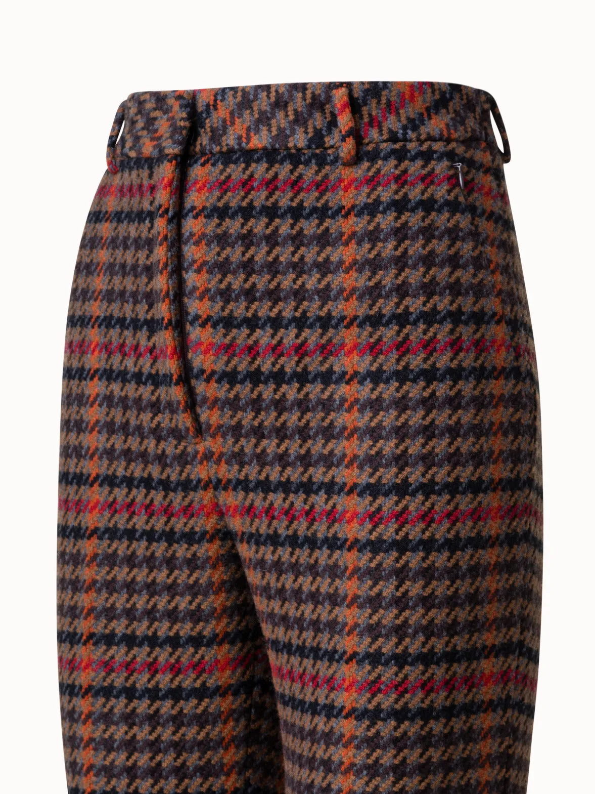 Checked Wool Bootcut Pants