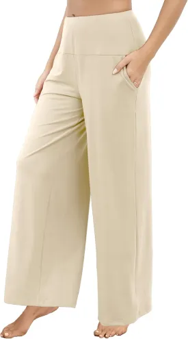 CHICASIMR Wide Leg Womens Pants High Waist Loose Flowy Comfy Lounge Stretch Soft Women Pants Casual Pants with Pockets