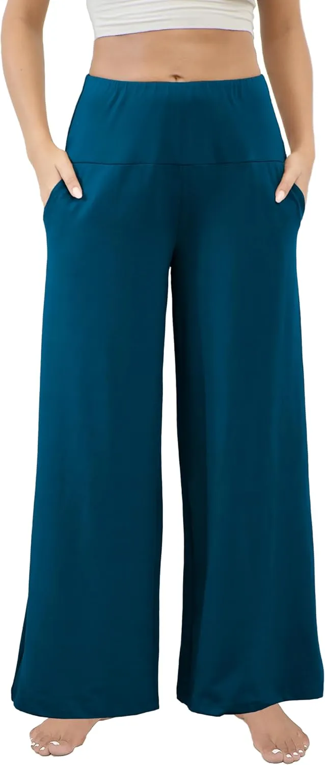 CHICASIMR Wide Leg Womens Pants High Waist Loose Flowy Comfy Lounge Stretch Soft Women Pants Casual Pants with Pockets
