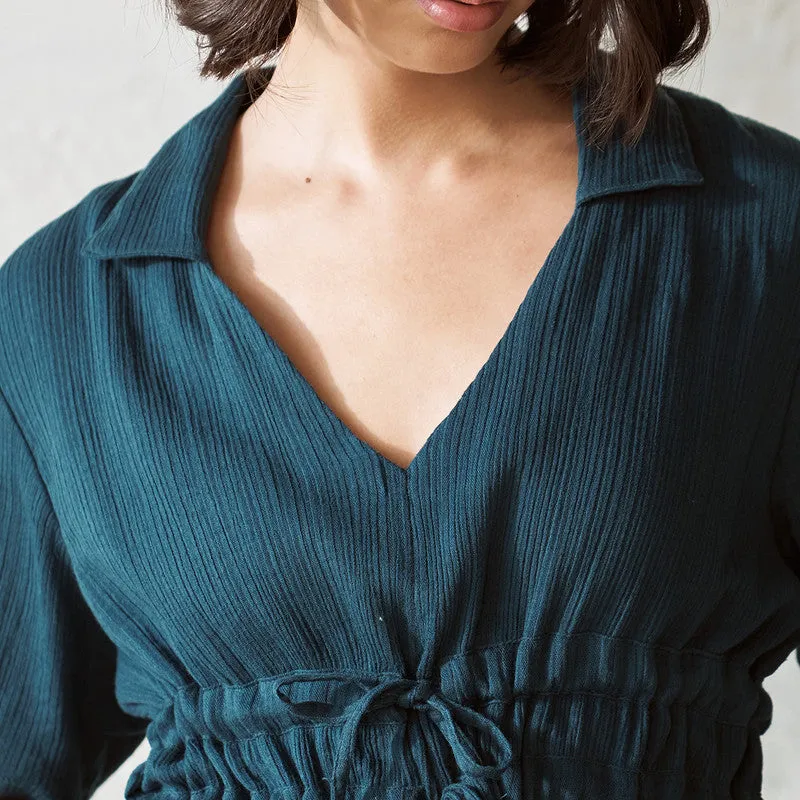 Cotton Solid Crop Top For Women | Blue