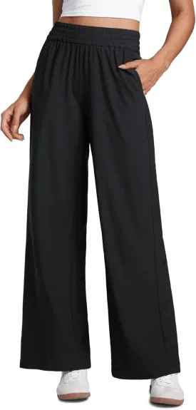 CRZ YOGA Lightweight Drapey Wide Leg Pants for Women 30" High Waisted Casual Lounge Travel Work Loose Fit
