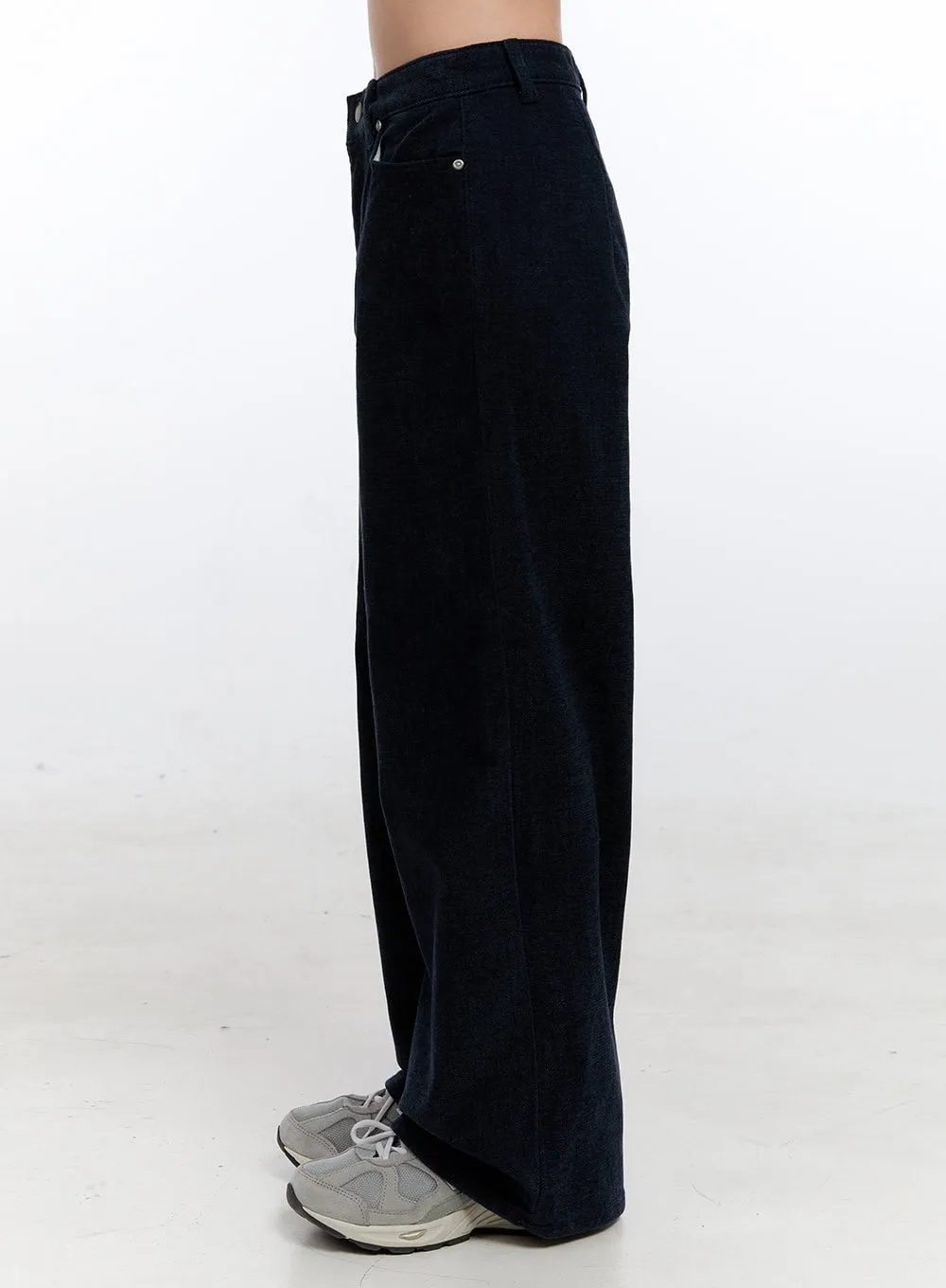 Dark Blue Relaxed-Fit Wide Leg Pants ON418
