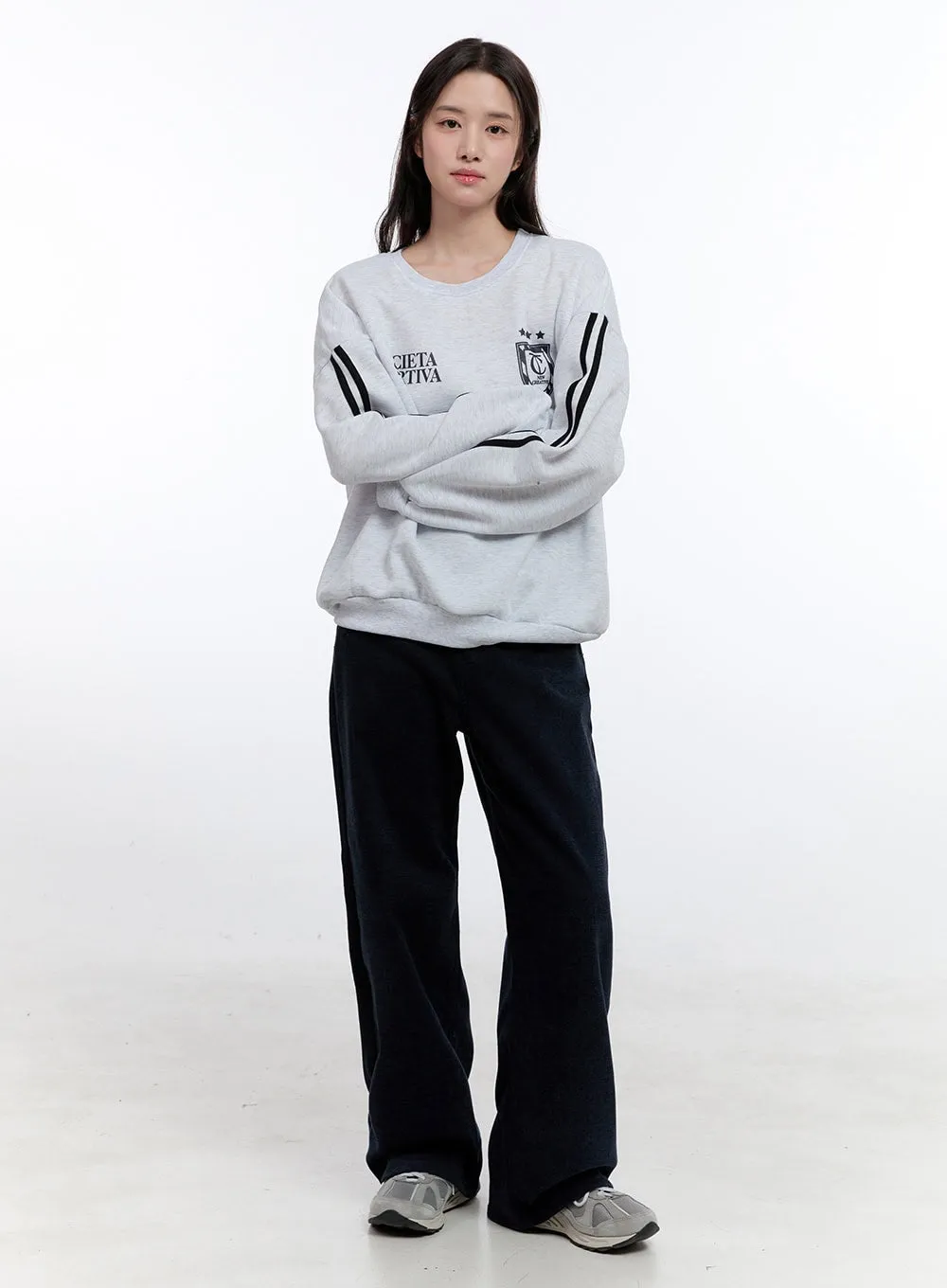 Dark Blue Relaxed-Fit Wide Leg Pants ON418