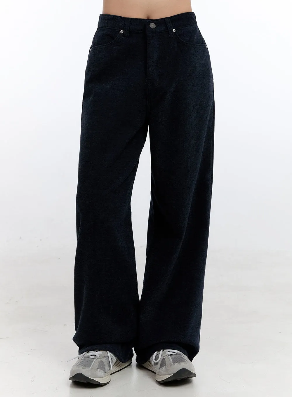 Dark Blue Relaxed-Fit Wide Leg Pants ON418