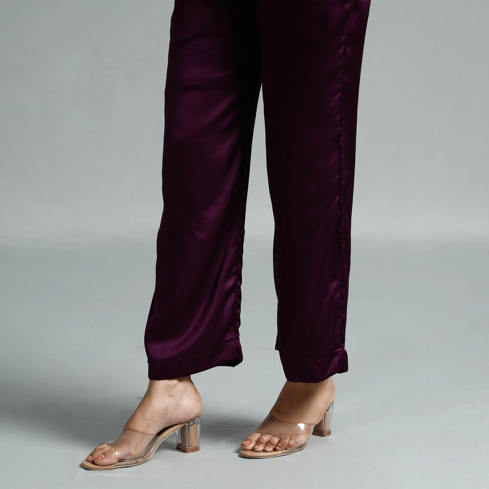 Dark Purple Plain Modal Silk Elasticated Pant