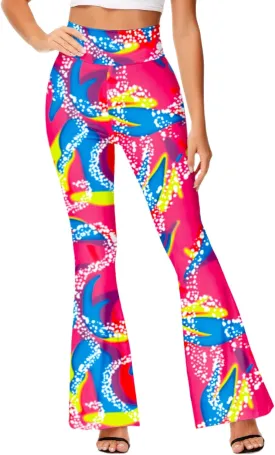 Deerose Women's High Waist Stretch Bell Bottom Slim-Fit Flare Leg Hippie Pants
