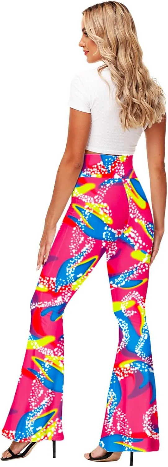 Deerose Women's High Waist Stretch Bell Bottom Slim-Fit Flare Leg Hippie Pants
