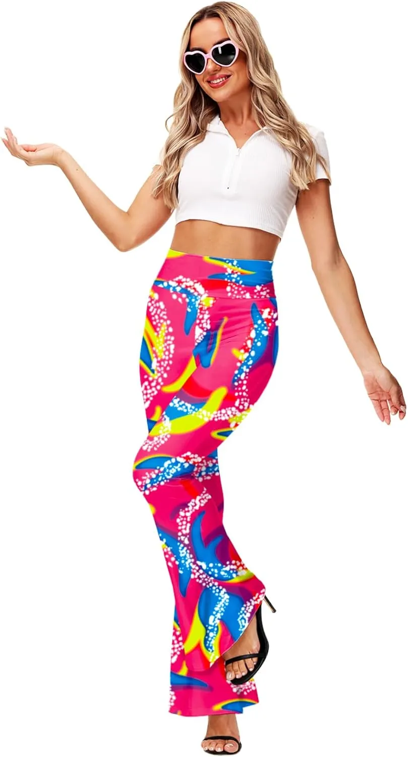Deerose Women's High Waist Stretch Bell Bottom Slim-Fit Flare Leg Hippie Pants