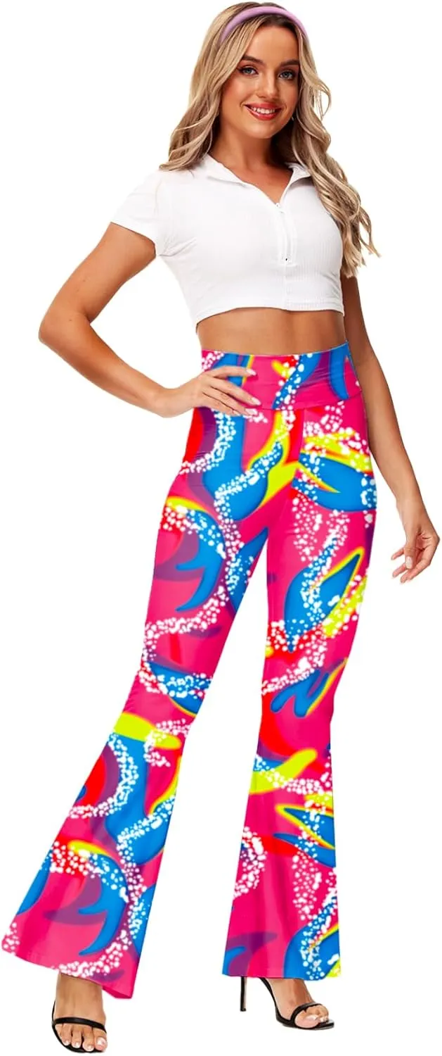 Deerose Women's High Waist Stretch Bell Bottom Slim-Fit Flare Leg Hippie Pants