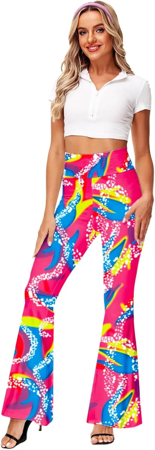 Deerose Women's High Waist Stretch Bell Bottom Slim-Fit Flare Leg Hippie Pants