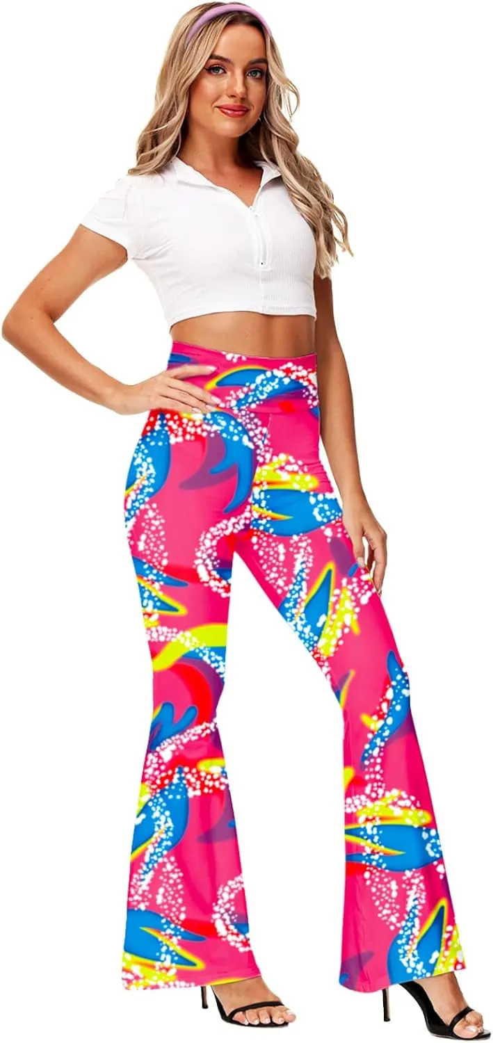 Deerose Women's High Waist Stretch Bell Bottom Slim-Fit Flare Leg Hippie Pants
