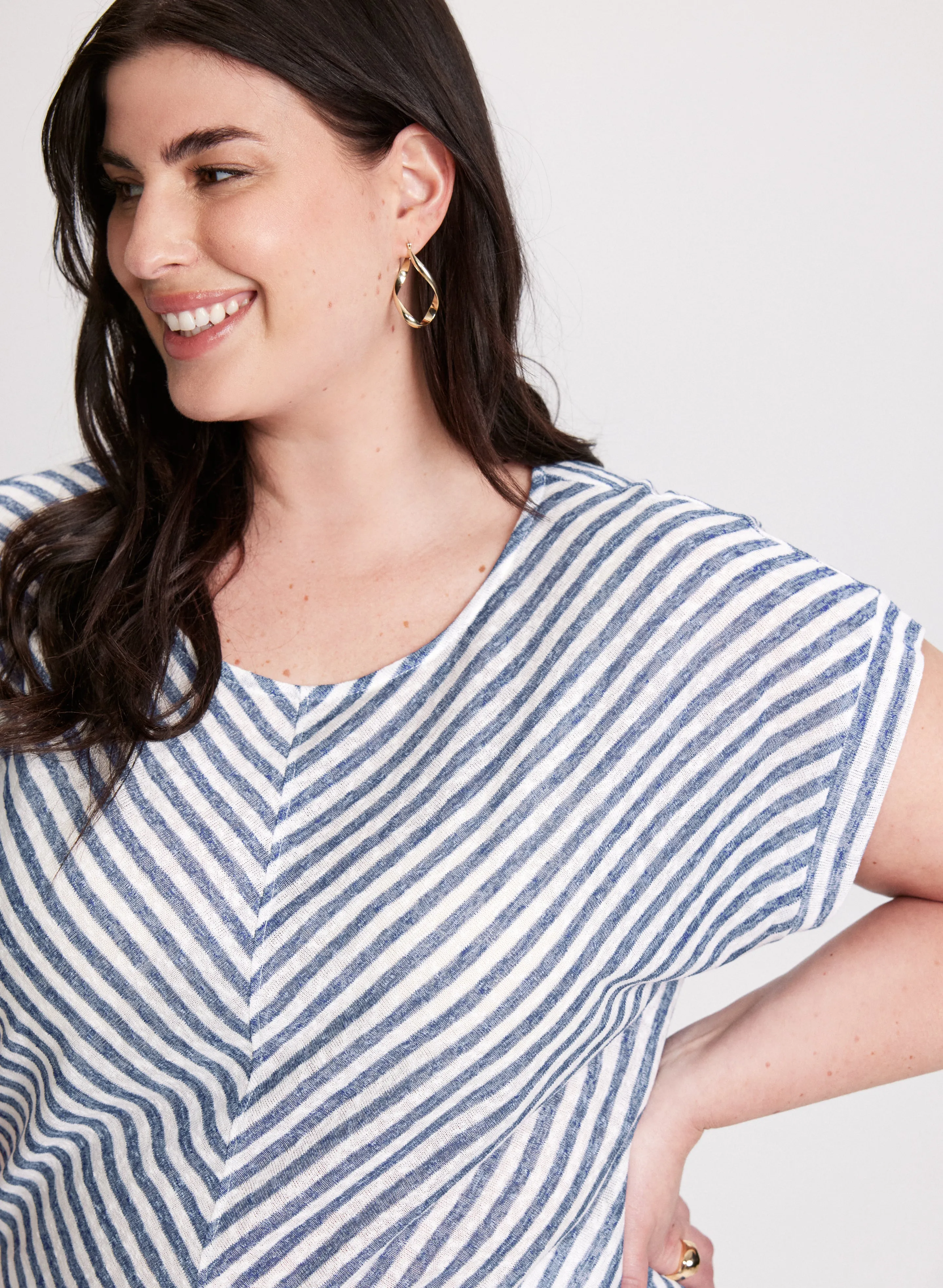 Diagonal Stripe Cap Sleeve Top