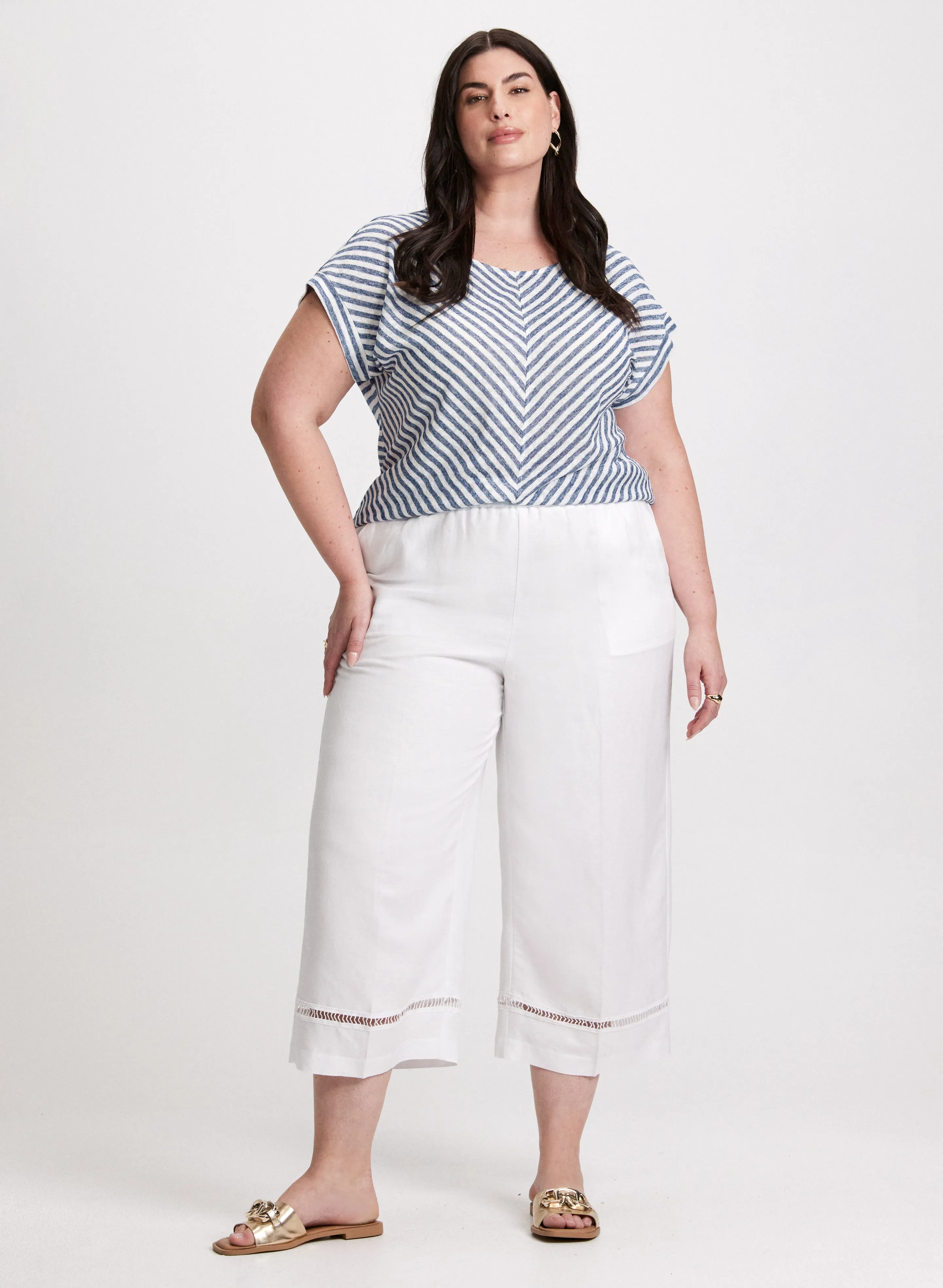 Diagonal Stripe Cap Sleeve Top