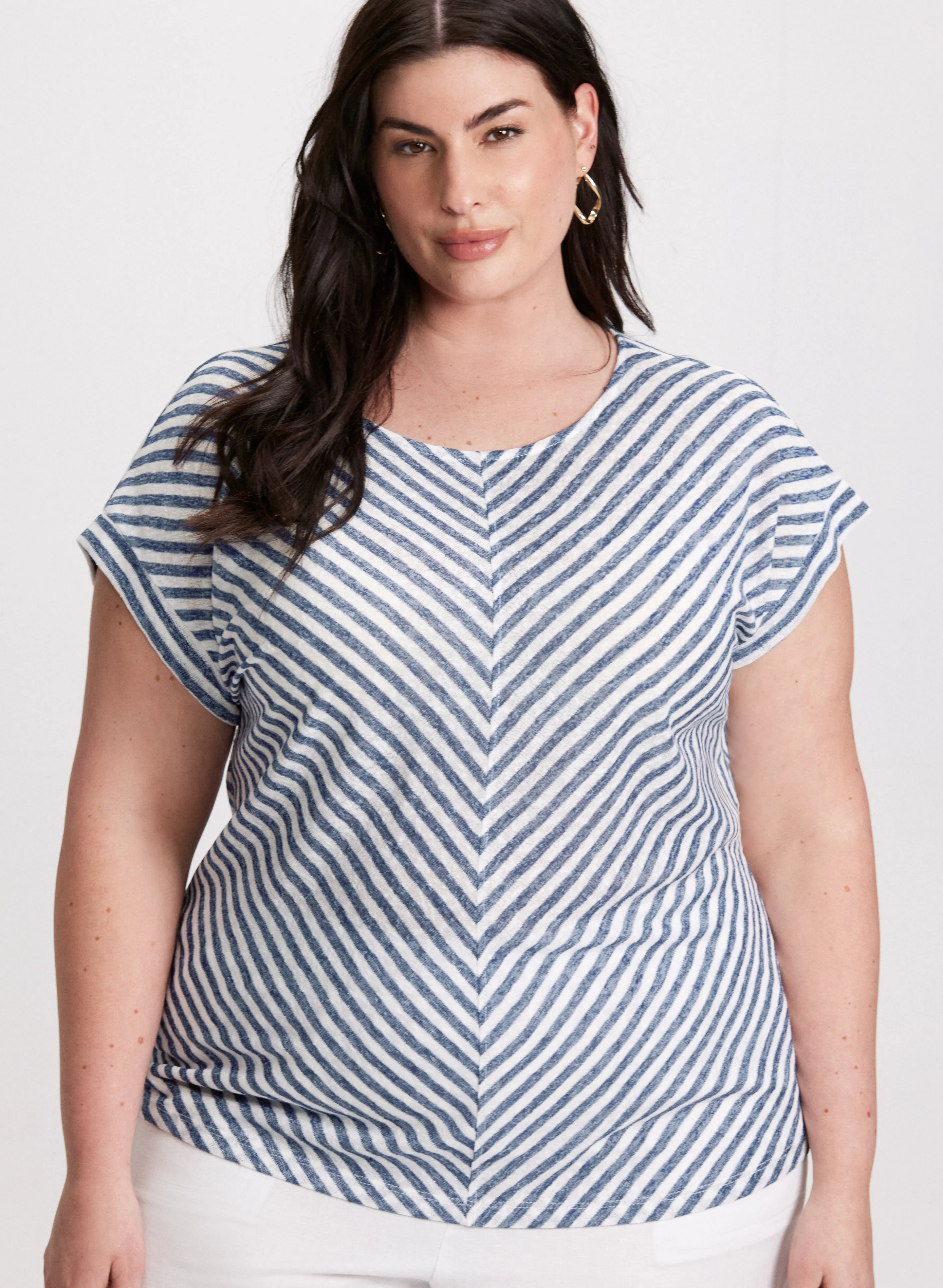 Diagonal Stripe Cap Sleeve Top