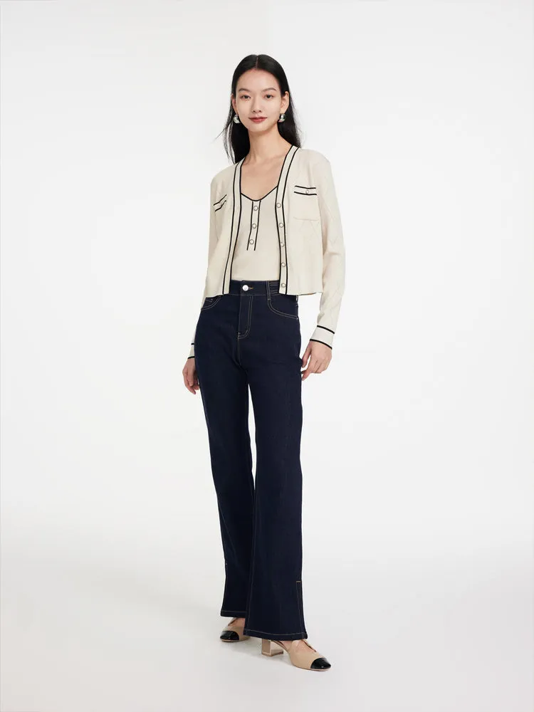 EP YAYING Split-Bootcut Denim Jeans