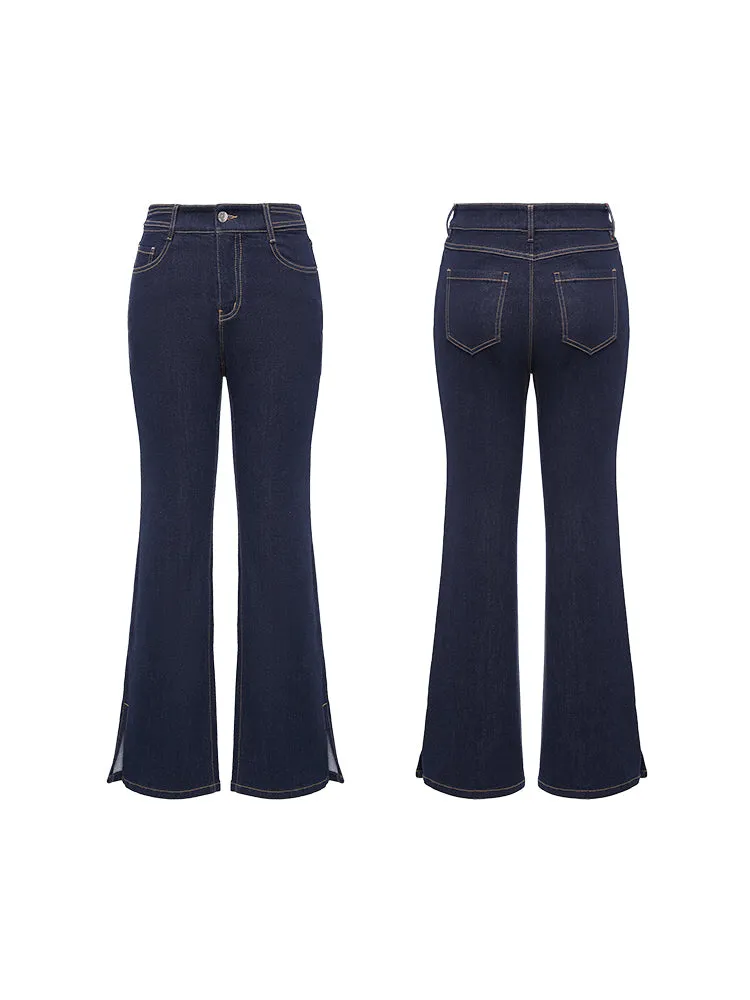 EP YAYING Split-Bootcut Denim Jeans