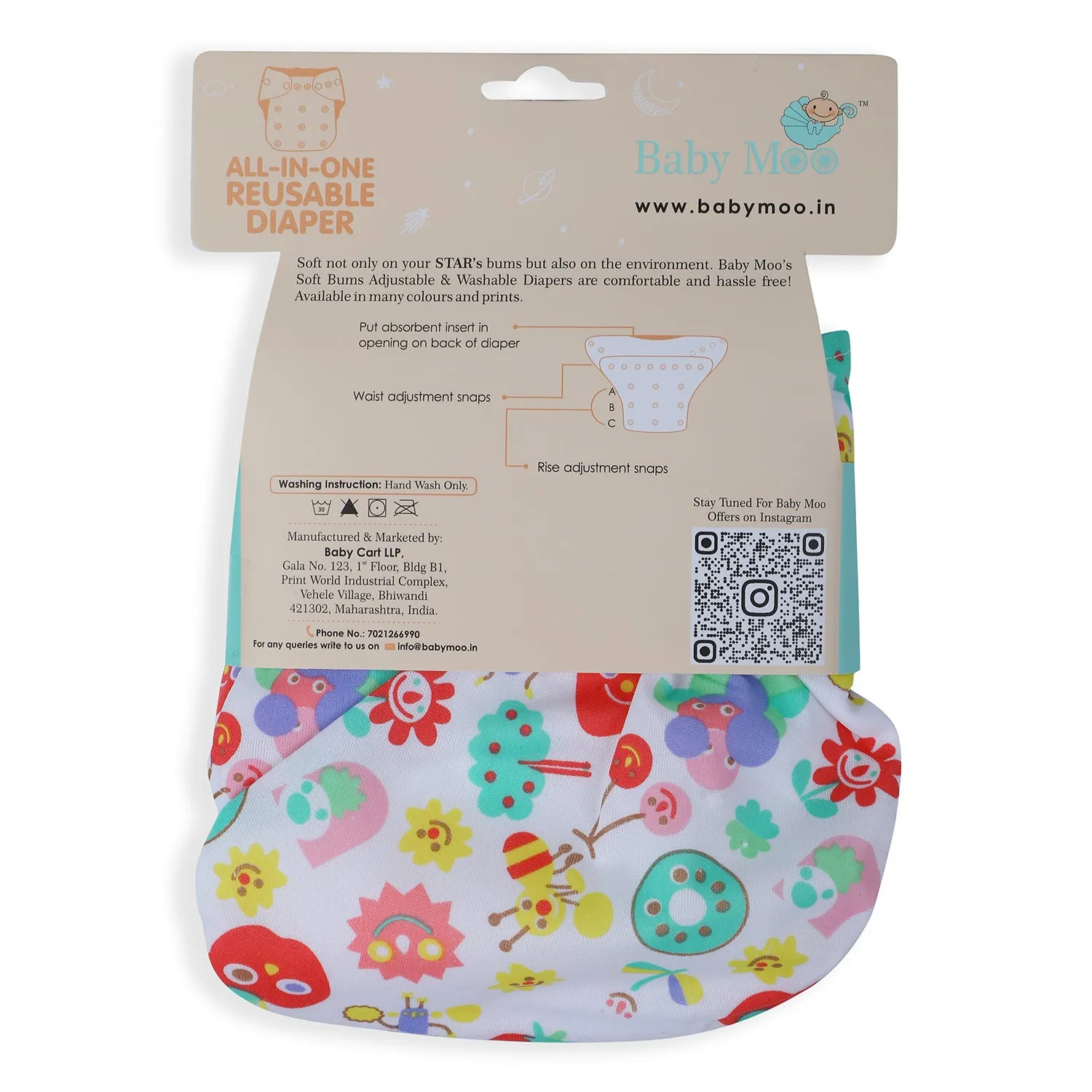 Fruity Fun Pink And Multicolour Reusable Diaper