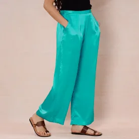 Green - Bright Turquoise Pure Modal Silk Plain Palazzo