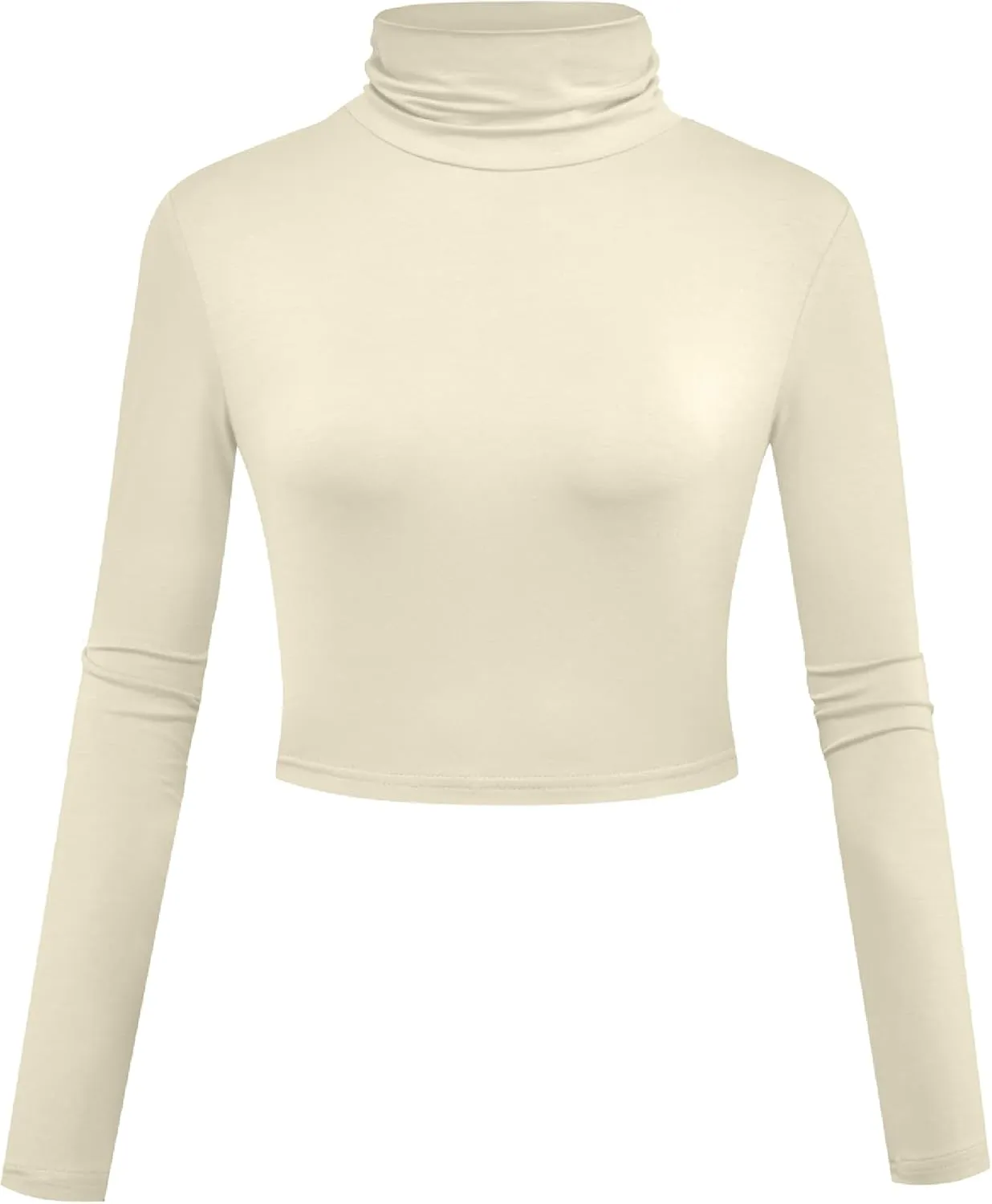 Herou Women Long Sleeve Crop Top Turtleneck Soft Lightweight Basic Slim Fit Tops